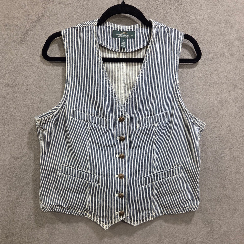 Lauren Jeans Co Ralph Lauren Striped Vest Women's Size XL Railroad Americana